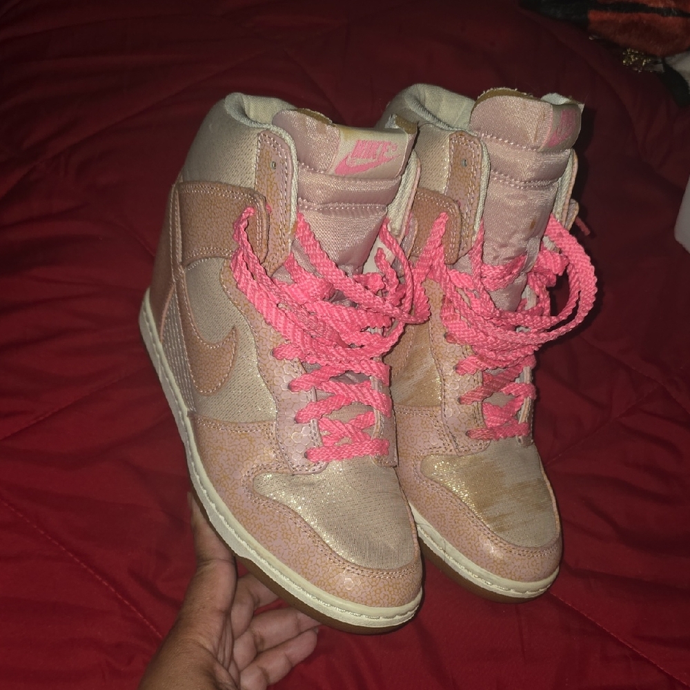 Nike Women’s Pink High-Top Sneakers with Coral Laces